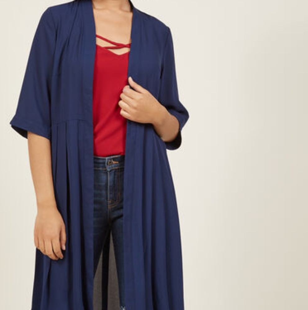 ModCloth Chiffon pleated duster jacket